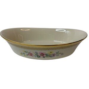VTG 80s Lenox Flower Song Oval Serving Bowl 10" X 6" Porcelain Gold Trim L10092
